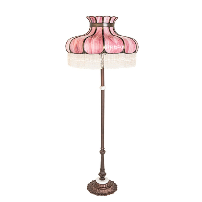 Frederick Floor Lamp, White/Pink/Brass
