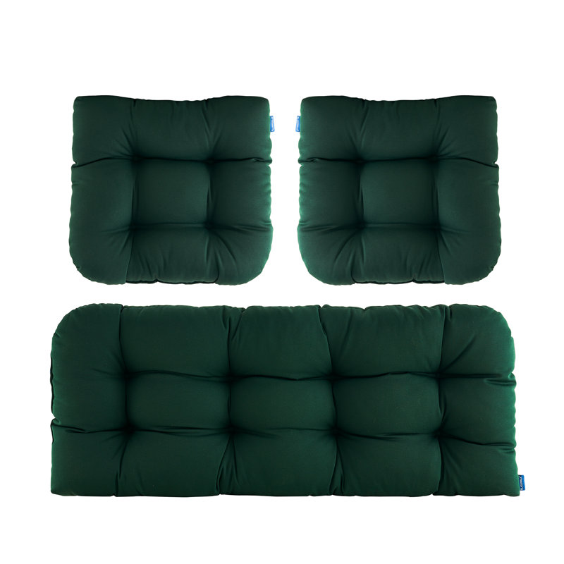 Ensemble de 3 coussins d'extérieur pour causeuse, Vert foncé