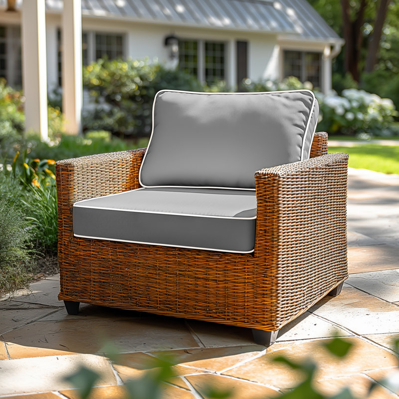 Outdoor Seat Cushion, Square Outdoor Seat Cushion, Waterproof Fabric with Ties, 2-Piece Set,20"x20"x4"，Gray, Gray