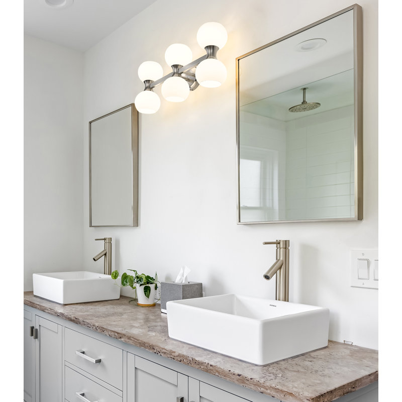 6 - Light Dimmable Vanity Light, Brushed Nickel