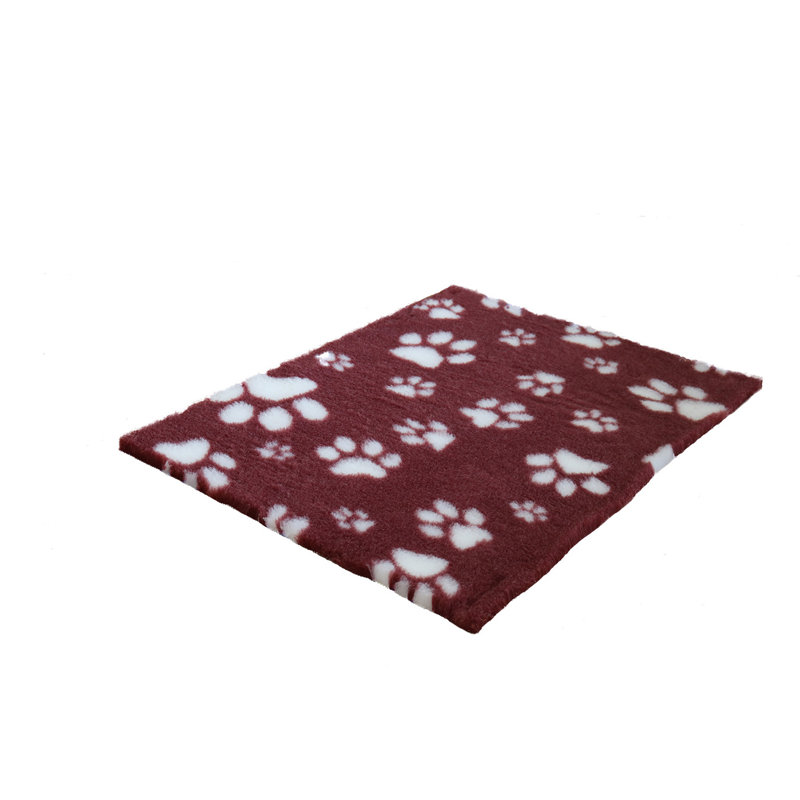 Vet Fleece Bedding | Non-Slip Multi-Paws Vet Bed O Animal Print Fleece Pet Bed, 3cm H x 107cm W x 71cm D, Heather/White
