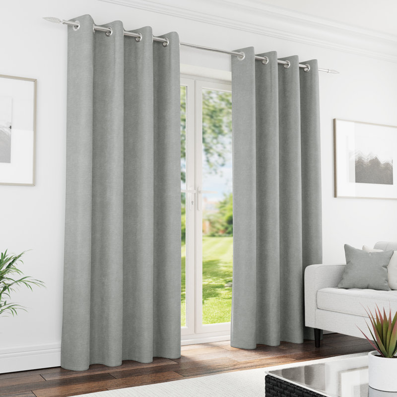 Blackout Curtain Panel Pair, 117cm Width x 183cm Drop, Grey