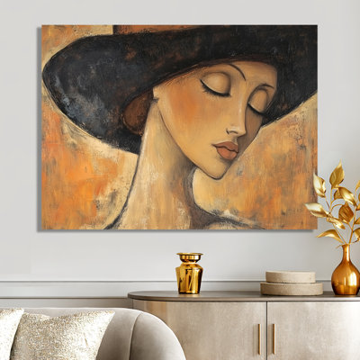 «Woman in a Parisian Hat II - Modern figure», impression murale en métal