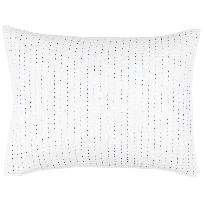 Standard White Cotton Quilted Sham with Tie Closure