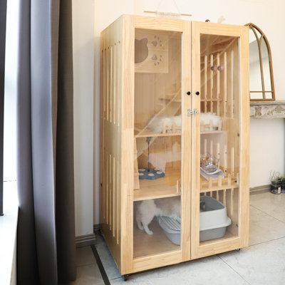 Latitude Run Cat House, Double Door, Multi-Feature Luxury Cat Villa for Indoor and Outdoor Cats