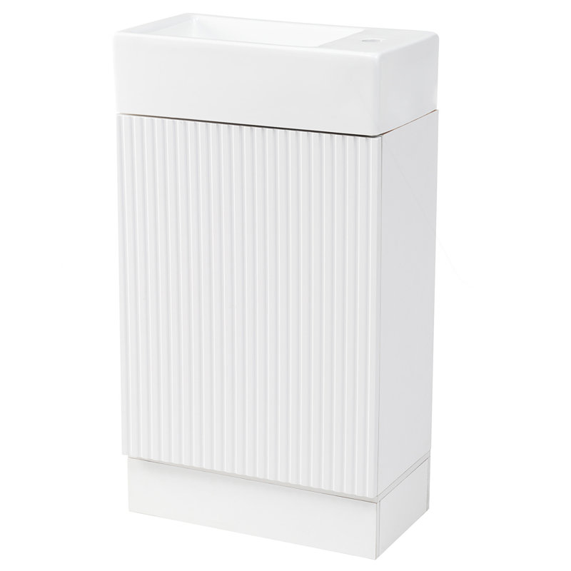 Meuble-lavabo de 18,6 po avec lavabo et tablette à deux niveaux, orientation gauche ou droite, fabrication en panneau de fibres à densité moyenne durable