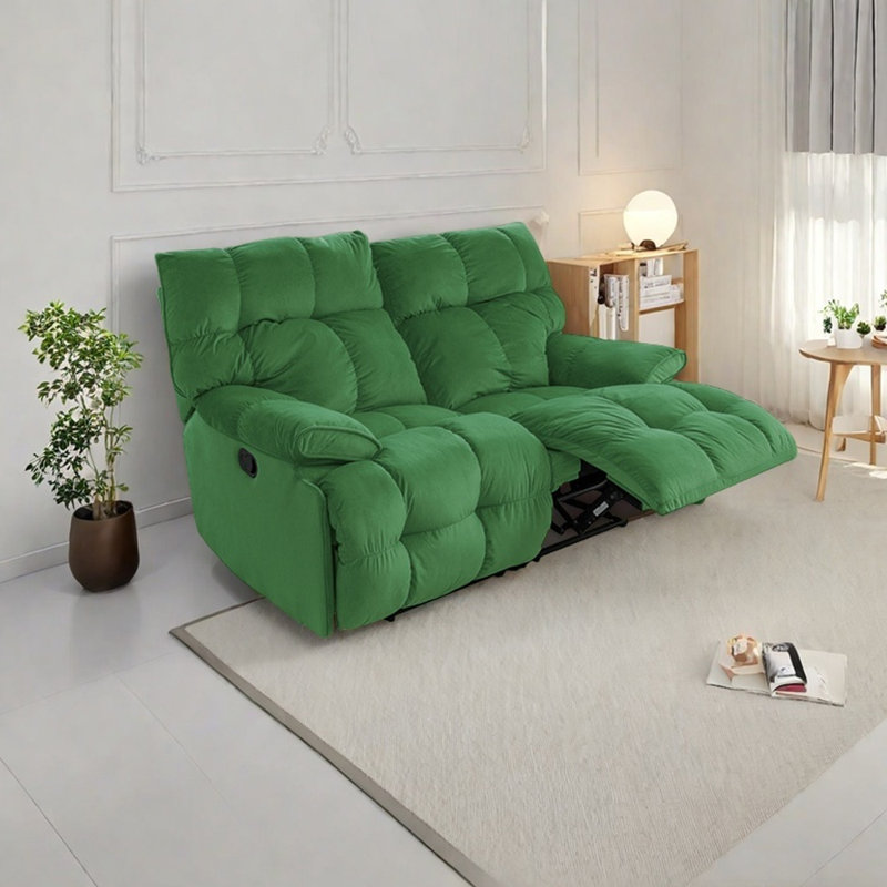 Ergonomic light luxury style flannelette recliner, Green