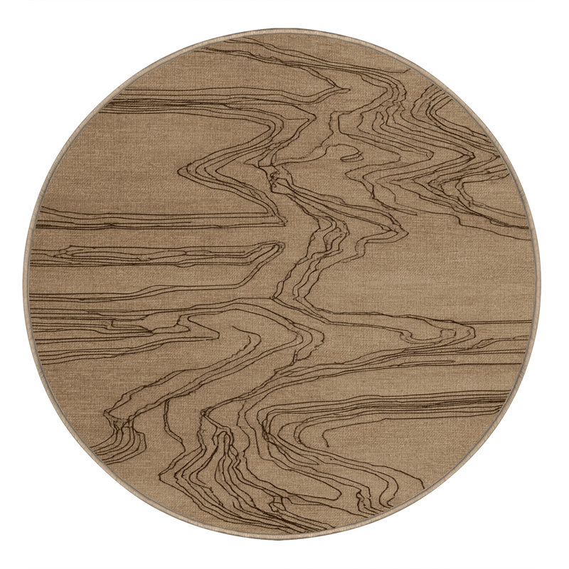 Machine Washable Turkish Beige Area Rug, Round 7'