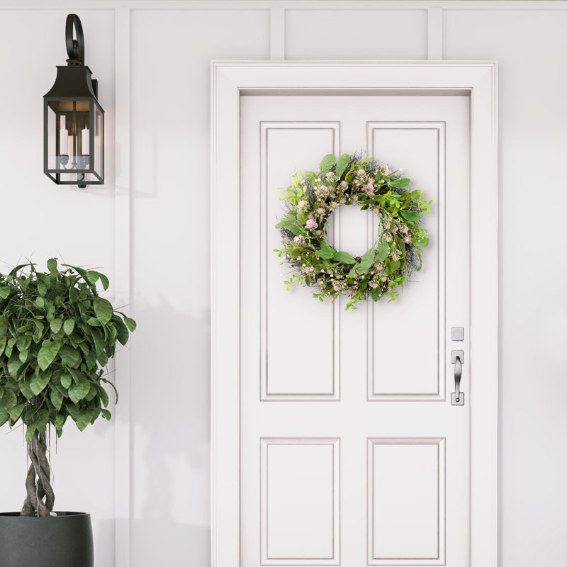 24" Echinops Floral Spring Wreath