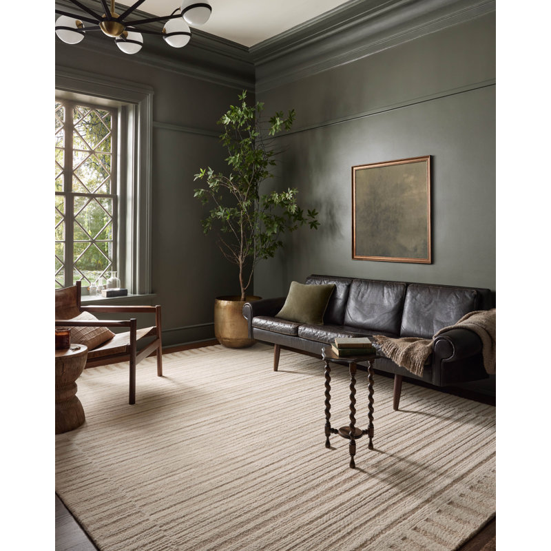 Natural Oatmeal Hand-Tufted Wool Rectangular Rug 2'3" x 3'9"