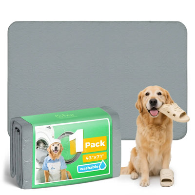 Protège-peluche lavable pour chiens, coussins de chiots avec super absorbant, spécialement conçu pour le parc pour animaux de compagnie à 6 panneaux Rollick / Homeplus de 32 pouces de FoxW, gris, rectangle de 43 po x 71 po, paquet de 1
