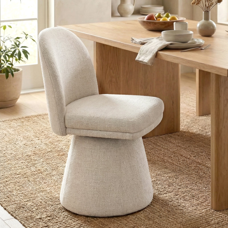 Essex Upholstered Fabric Swivel Dining Side Chair, Beige