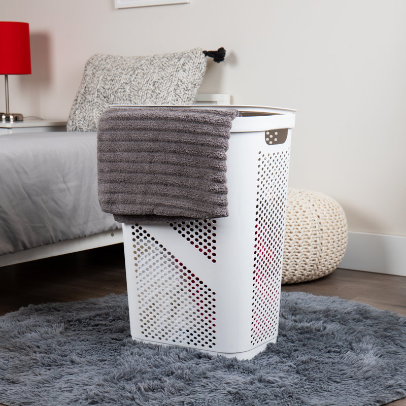 Panier à linge en plastique avec poignées, Blanc