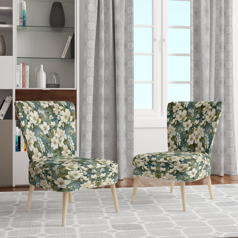 Chaise d'appoint rembourrée Cottage A, Belle orchidée grise et blanche en fleurs III