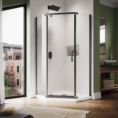 Neo-Angle Corner Shower Enclosure With Base, Pivot Shower Door, 6mm Clear Tempered Glass, 36.5”W x 36.5“D x 72”H"