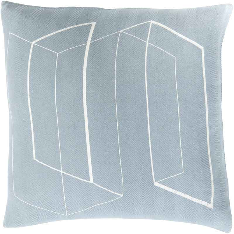 Geometric Cotton Pillow Cover, Blue\Neutral, 22" H x 22" W x 0.25" D
