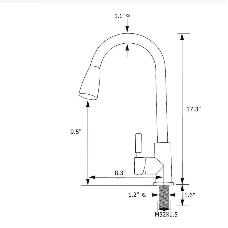 Concordia Brushed Nickel Kitchen Faucet with Pull Down Sprayer