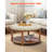 Large Round Ottoman Coffee Table 31.9 Inch Upholstered Tufted Linen Ottoman