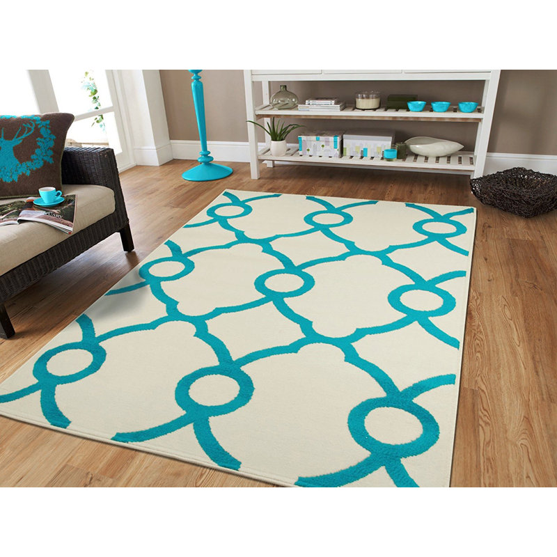 Tapis ivoire intérieur / extérieur Kirt, Rectangle 5 pi 3 po x 7 pi 8 po