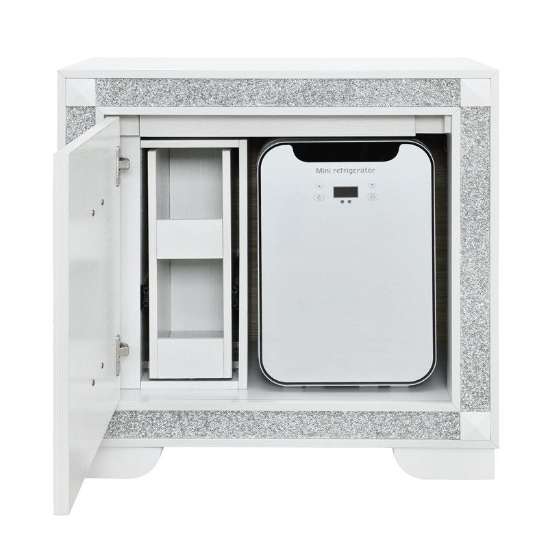 Table de chevet avec refroidisseur et haut-parleur Soulmarie, Blanc