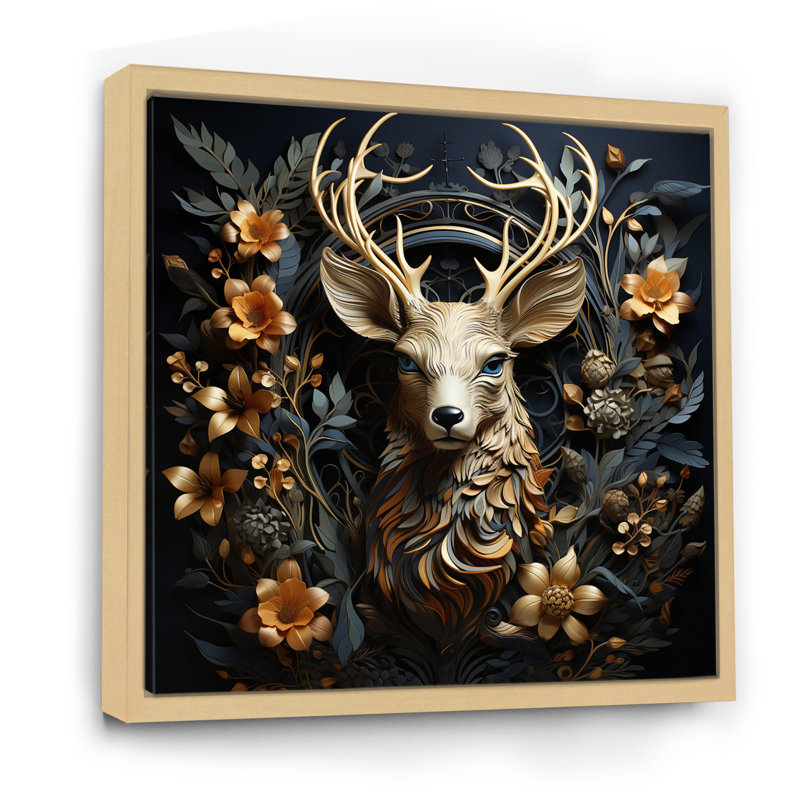 Deer Wonderers III - Deer Canvas Prints, Natural Floater Framed, 24" H x 24" W