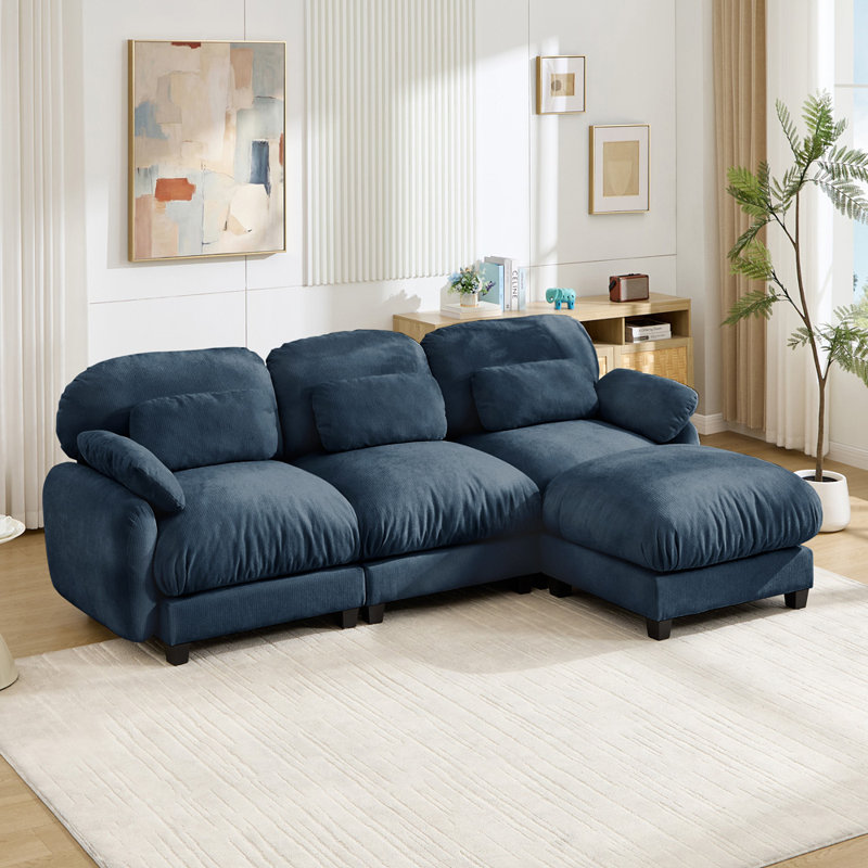 Canapé modulaire en L modulaire, Chenille bleu