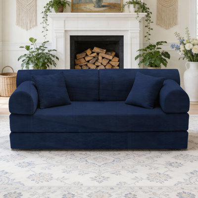 Convertible Sleeper Sofa Bed, Corduroy Folding Mattress Couch with Fixed-Shape Frame for Living Room and Bedroom