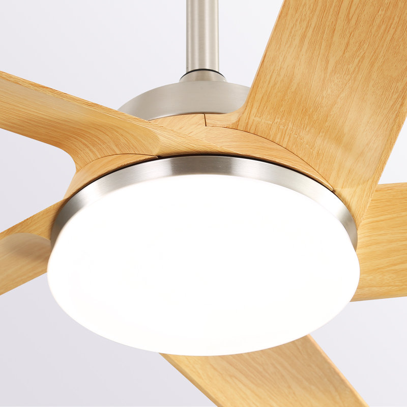 Ventilateur de plafond moderne 52 po à 5 pales en nickel sable avec lumière DEL et télécommande