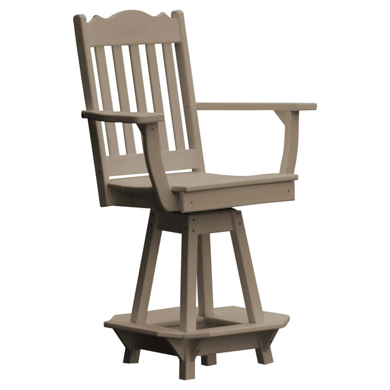  Chaise de comptoir pivotante en composite avec accoudoirs Royal Poly, Bois patiné