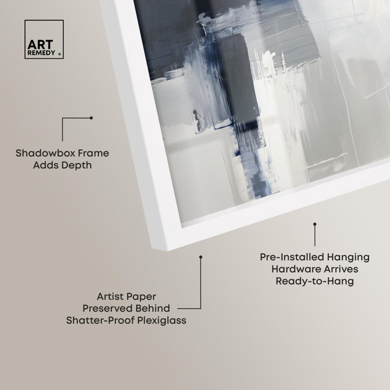 «Porcelain Blue on White II Shadowbox», art mural bleu par Art Remedy, H 13 po x l 13 po, Blanc