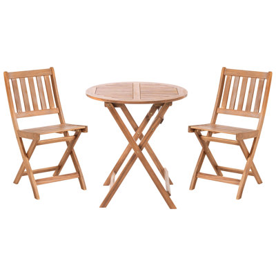 FEBBIO 2 - Person Acacia Solid Wood Patio Dining Set Round Table