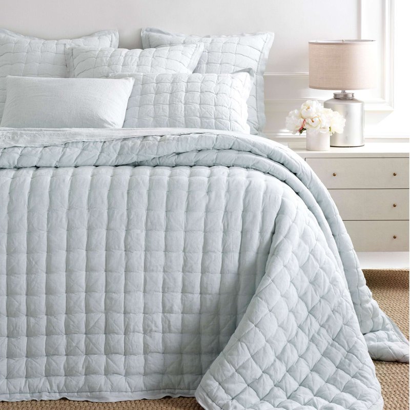 Lush Linen Puff Sham, Euro, Sky