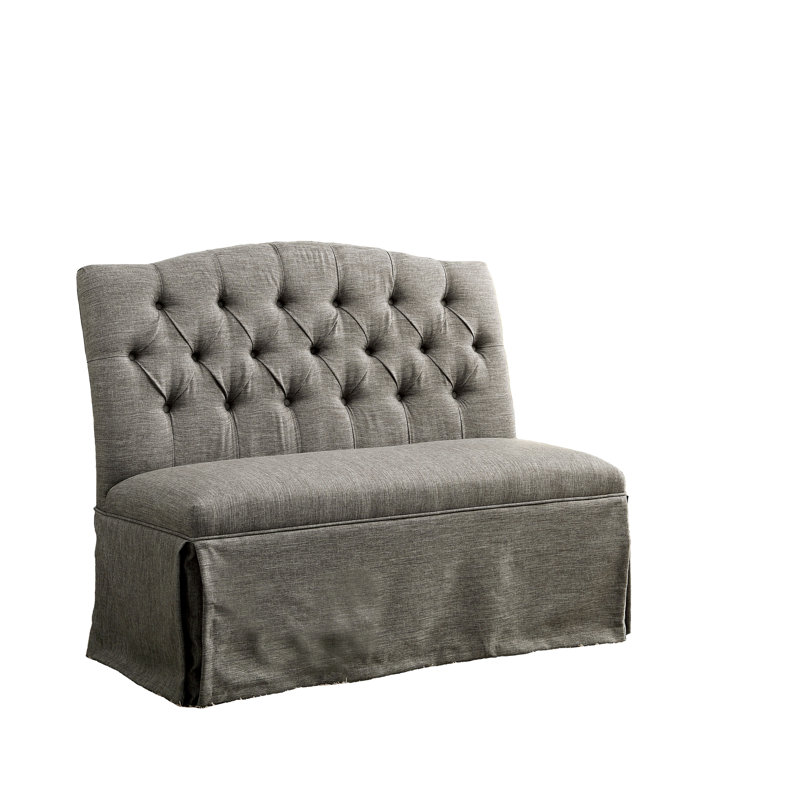 Causeuse transitionnelle capitonnée à boutons gris