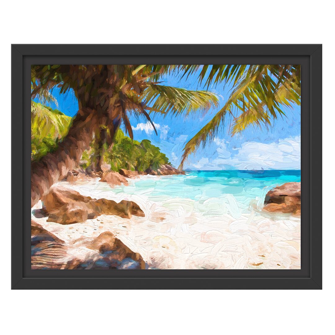 Gerahmtes Wandbild Palmenstrand Seychellen Kunst