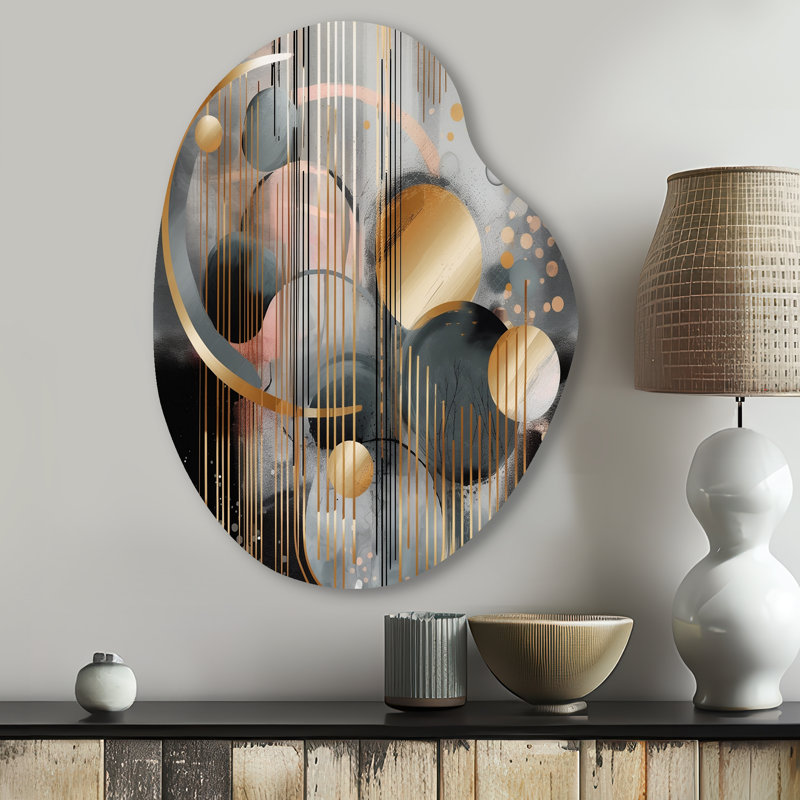 Abstrait formes et lignes III - art mural en métal asymétrique en marbre, reproduction d'art moderne de forme irrégulière