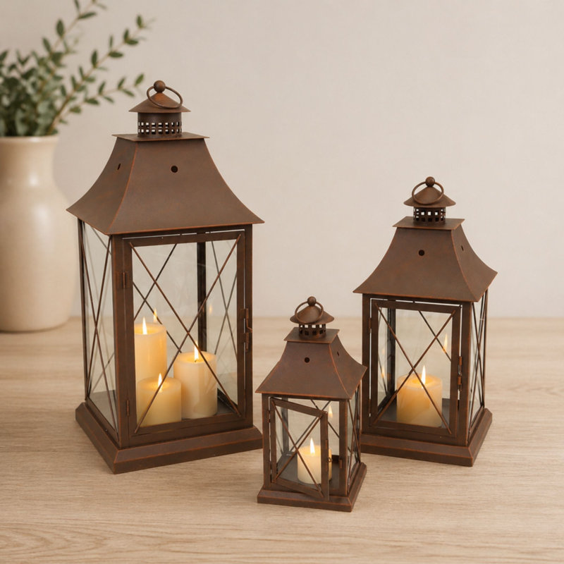 3 Piece Metal Lantern Set