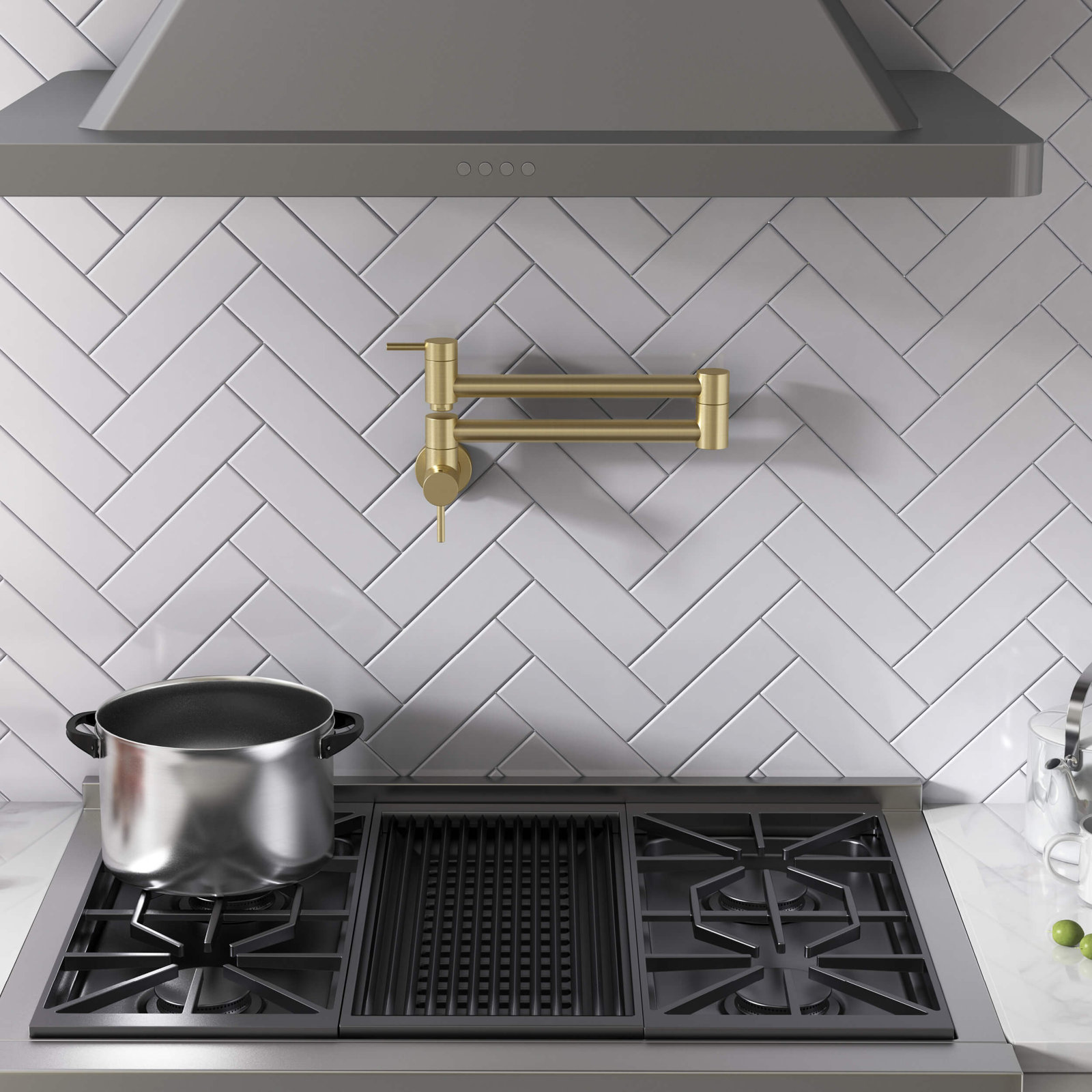 Circular Pull-Down Pot Filler, Brushed Gold