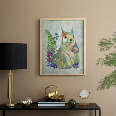 Fantastic Florals Squirrel Framed Print - Solid Wood