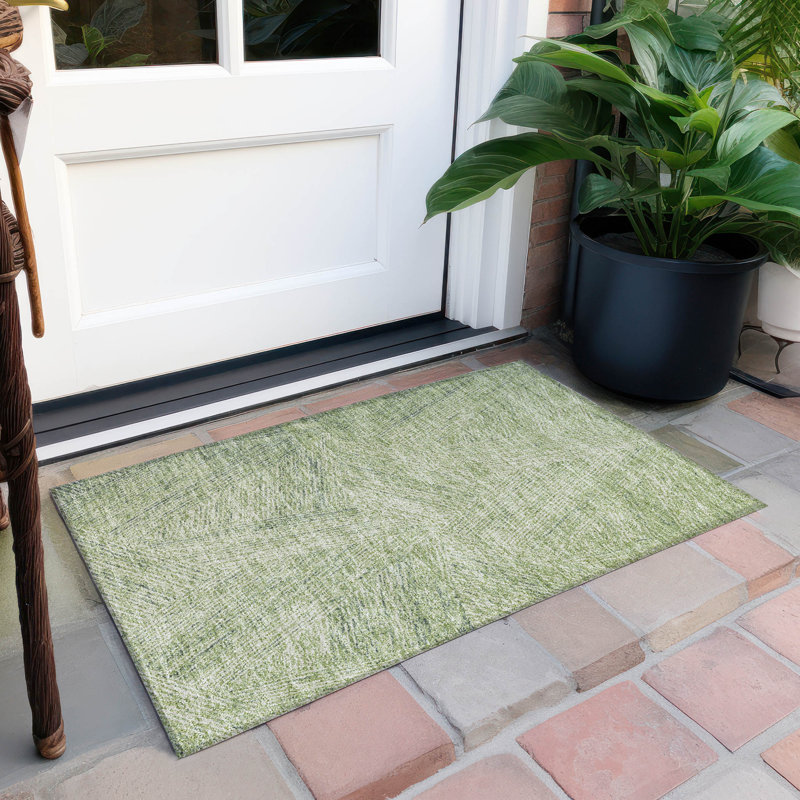 Aloe Green Flat Woven Synthetic Rectangular Rug 30" x 20"