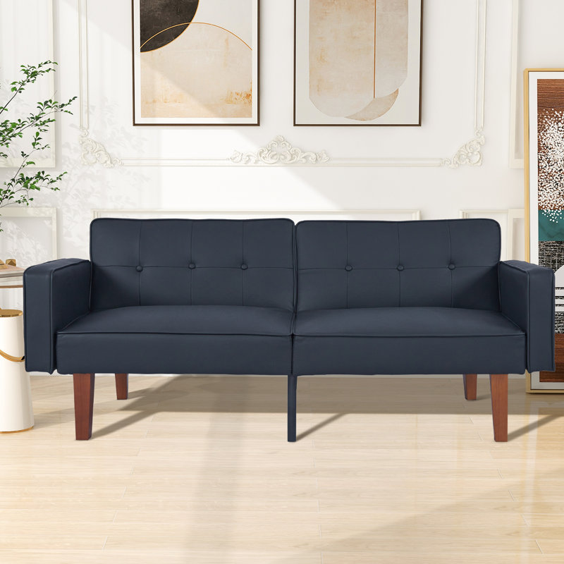 Futon rembourré Taeler, Noir mat