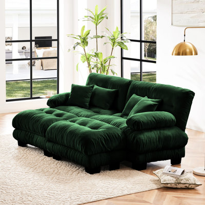 Nuage en chenille 2 places avec agencement flexible, repose-pieds et support confortable pour canapé-lit d'ambiance de style exquis, coussins lombaires