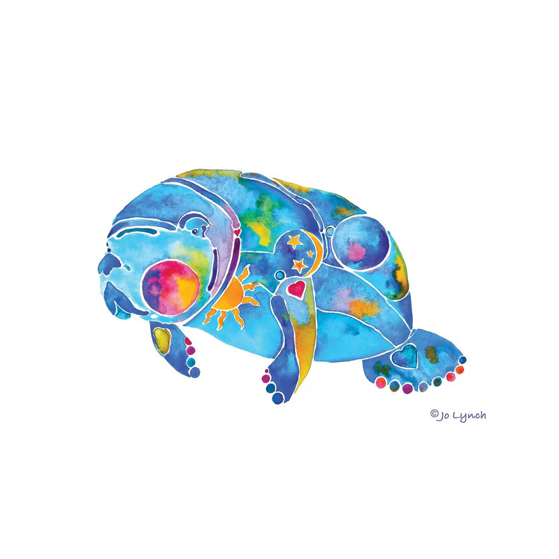 Manatee Sunny Wht Back by Jo Lynch - Wrapped Canvas Gallery-Wrapped Canvas Giclée, 45.72cm H x 66.04cm W