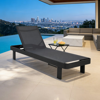 Quick Assembly Chaise Lounge,Outdoor Aluminum Chaise Lounge,Wood Grain Veneer Chaise Lounge for Patio