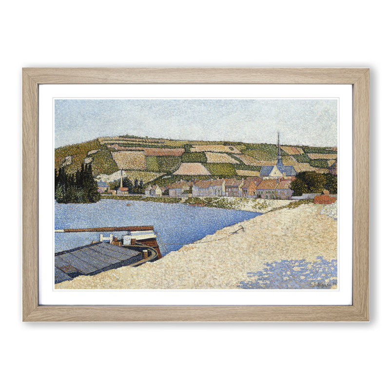 Les Andelys Beach by Paul Signac - Picture Frame Painting, 36cm H x 48cm W x 2cm D, Oak Framed
