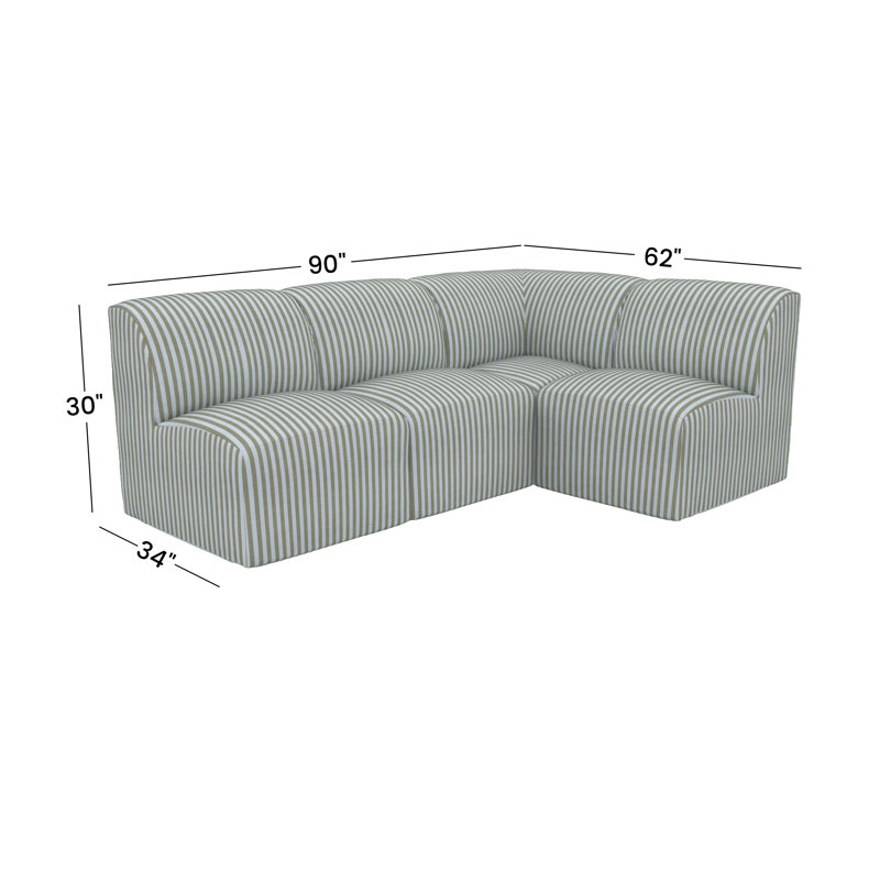 Fleener Essie Sunbrella® Outdoor Sofa, Green Striped Sunbrella®