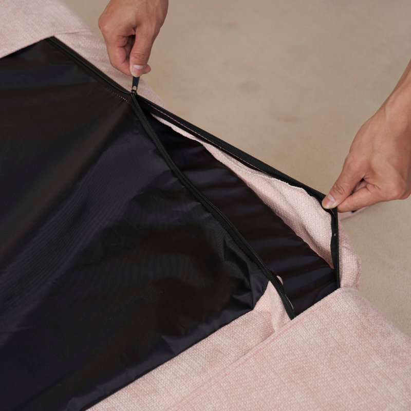 Canapé-lit convertible double escamotable, Tissu rose