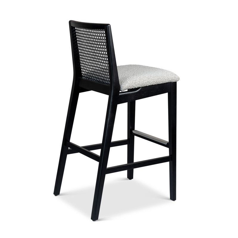 Modern Brazilian Nardia Cane Bar Stool, Bar Stool (29.5" Seat Height), Medley Ivory/Brown/Natural