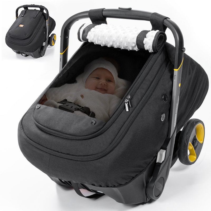 Waterproof Baby Car Seat Cover Canopy, Windproof Carseat Canopy, Black