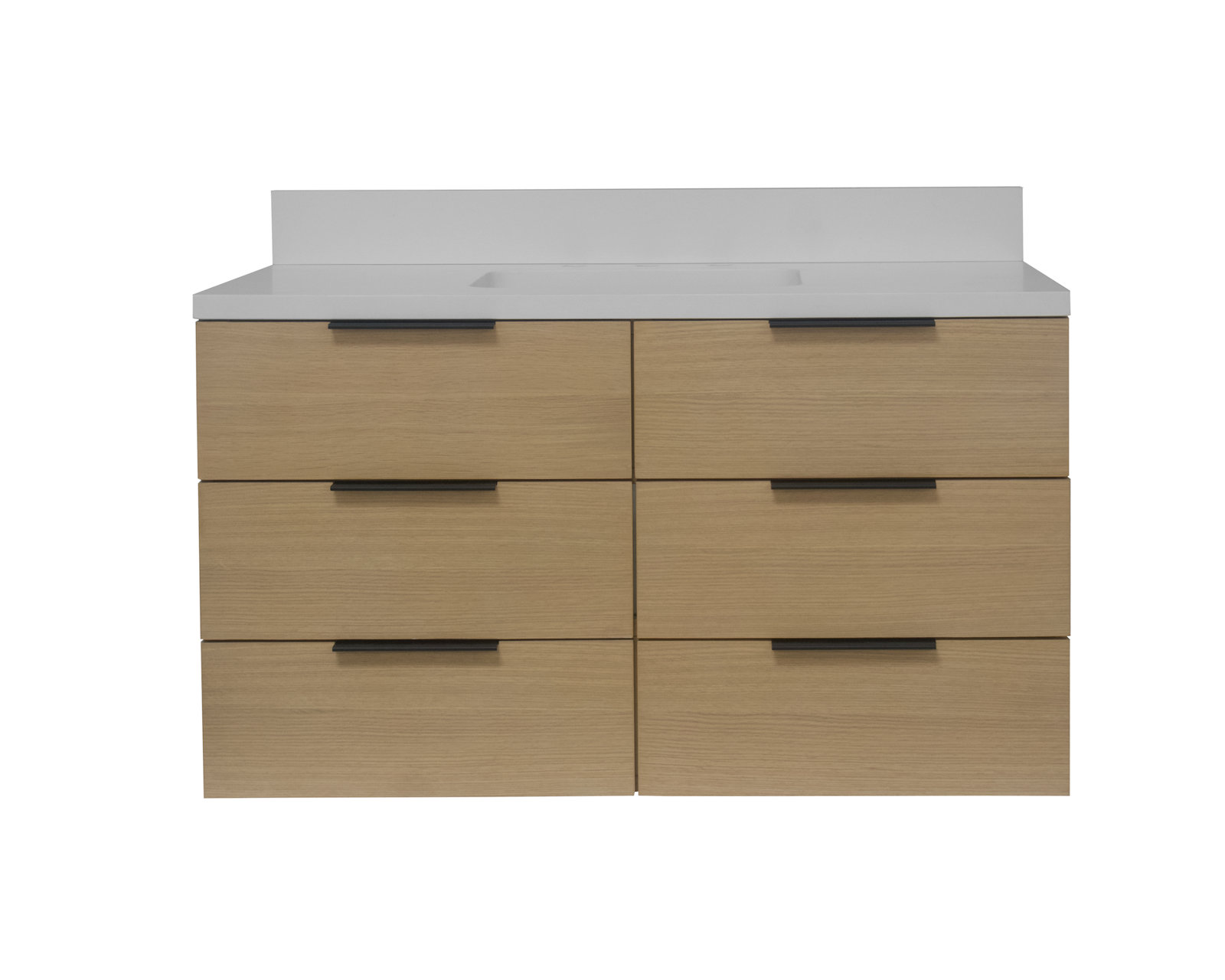Mitchell 42" Carrara Marble Single Bathroom Vanity, Blonde Wood, Matte White Quartz