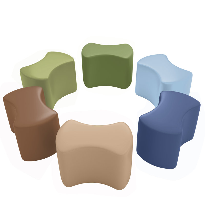 ECR4Kids SoftZone Toddler Modular Stool Seating Set, Classroom Furniture, 6-Piece, Earthtone